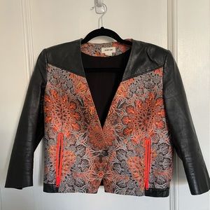 Helmut Lang Embroidered Leather Sleeve Blazer